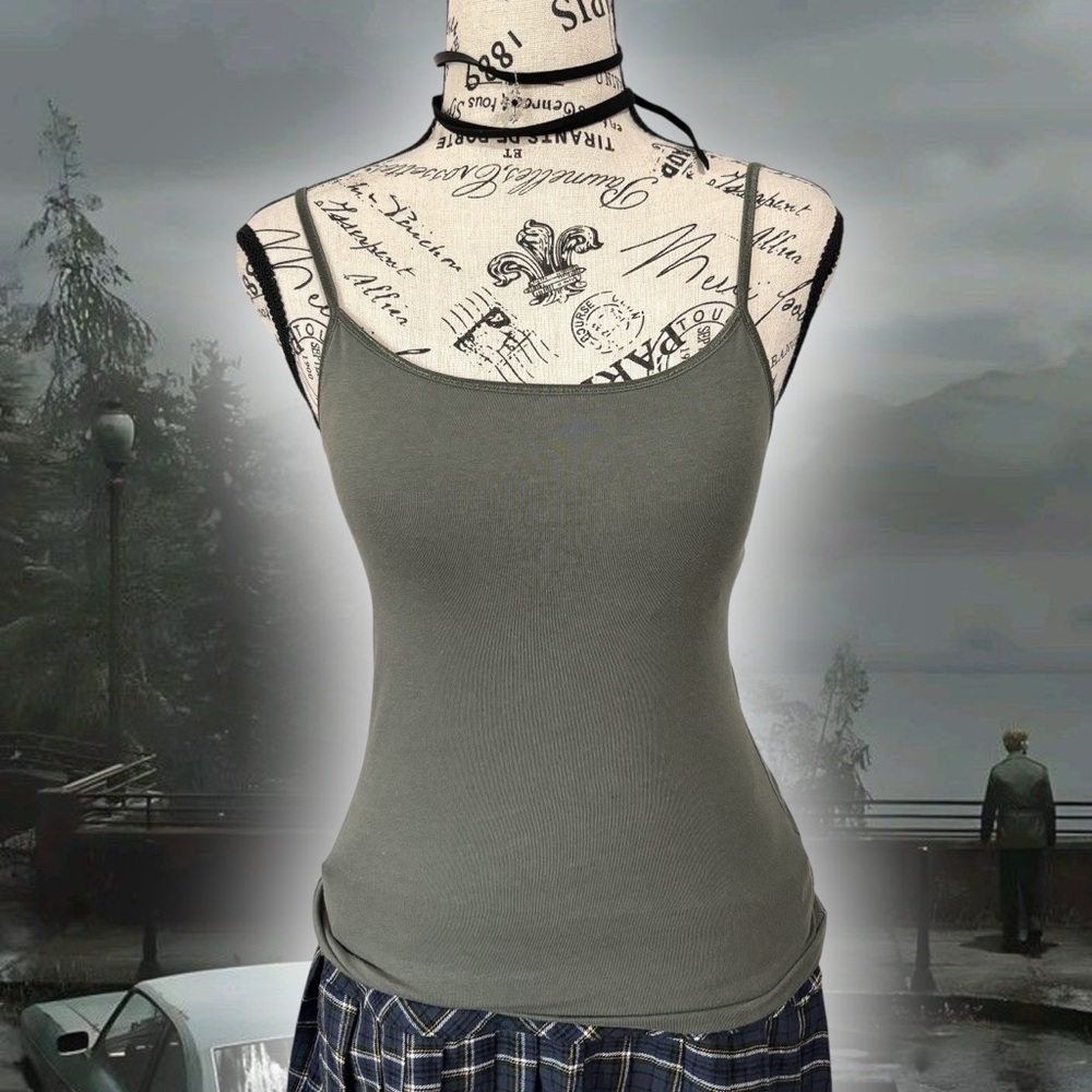 green basic tank top